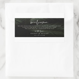 Moody Tropics Wedding Guest Welcome Bag Rechteckiger Aufkleber