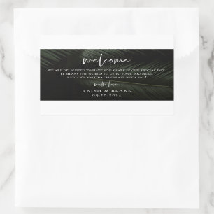 Moody Tropics Wedding Guest Welcome Bag Rechteckiger Aufkleber