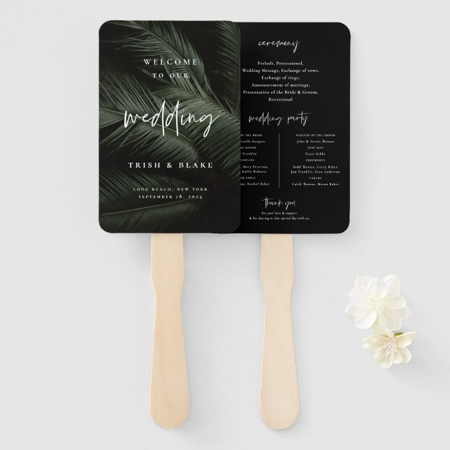 Moody Tropics Wedding Program Fächer (Vorne und Hinten)