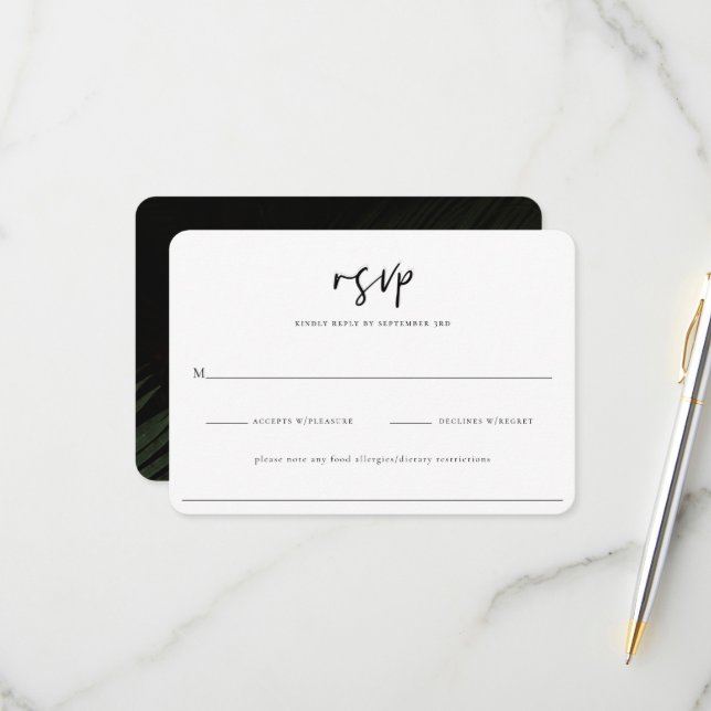 Moody Tropics Wedding RSVP Card (Vorderseite/Rückseite Beispiel)