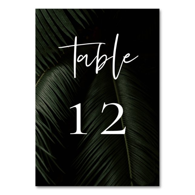 Moody Tropics Wedding Tischnummer (Vorderseite)