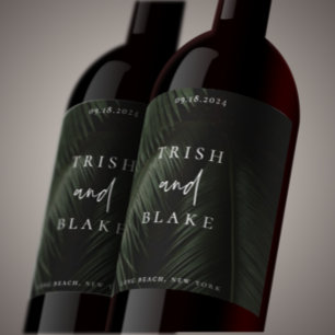 Moody Tropics Wedding Weinetikett