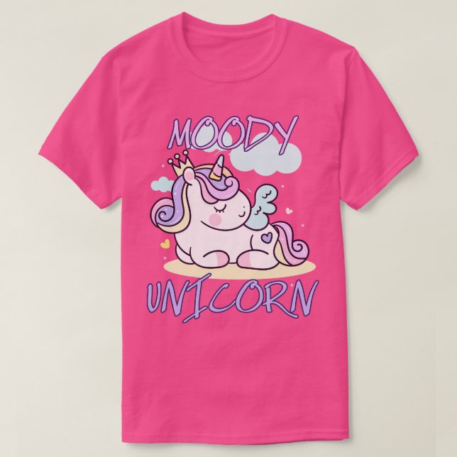 Moody unicorn Niedliches kleines Einhorn Ruhe, das T-Shirt (Design vorne)