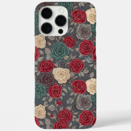 Moody Vintage Red and Teal Rose Floral Phone Case