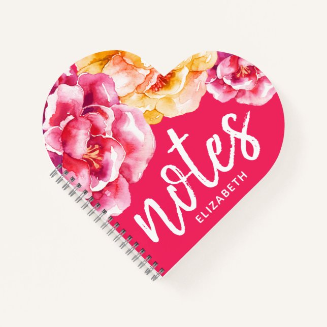 Moody Watercolor-Blume - Handgeschriebene Anmerkun Notizbuch (Vorderseite)