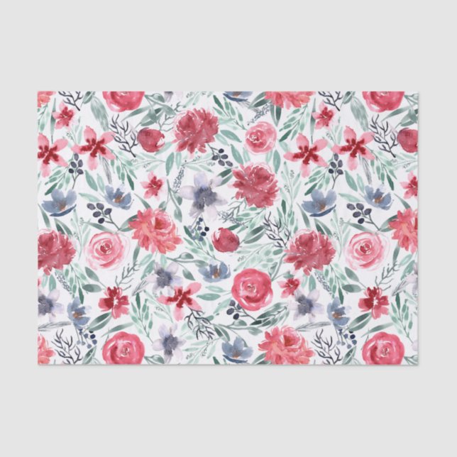 Moody Watercolor Florals Seidenpapier (Vorderseite)
