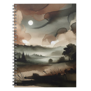 Moody Watercolor Forest Landscape Notebook Notizblock