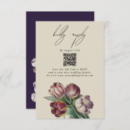 Moody Watercolor Lila Tulips Hochzeit Begleitkarte