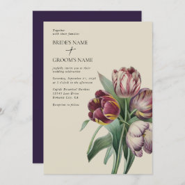 Moody Watercolor Lila Tulips Hochzeit Einladung