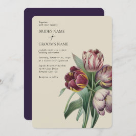 Moody Watercolor Lila Tulips Hochzeit Einladung