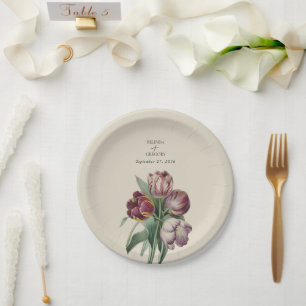 Moody Watercolor Lila Tulips Hochzeitsgeschenk Pappteller