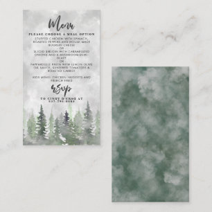 Moody Watercolor Pine Tree Forest Wedding Detail Begleitkarte