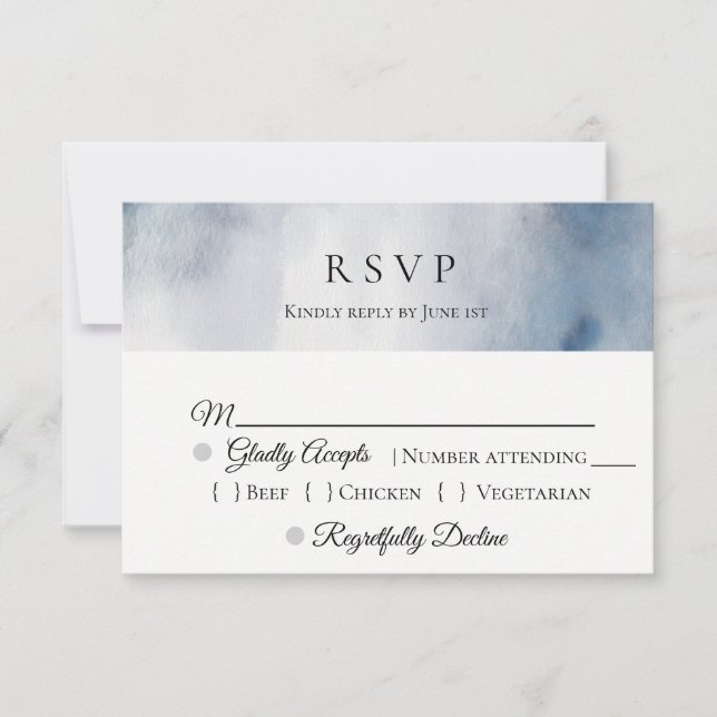 Moody Watercolor Wash Wedding RSVP (Vorderseite)