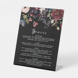 Moody Wedding Menu, Black Menu, Aquarell Floral Sockelschild