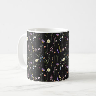 Moody Wildblumen Black Floral Pattern Kaffeetasse