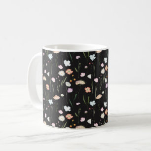 Moody Wildblumen Black Floral Pattern Kaffeetasse