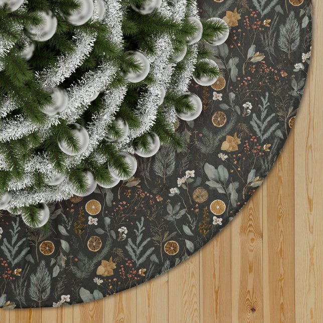 Moody Winter Botanical Pattern Polyester Weihnachtsbaumdecke (Von Creator hochgeladen)