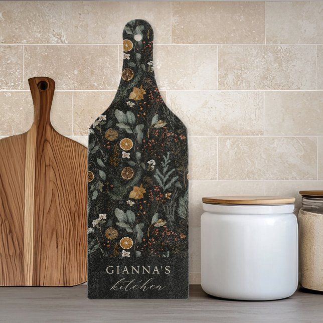 Moody Winter Botanische Personalisierte Küche Schneidebrett (Von Creator hochgeladen)