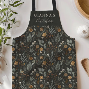 Moody Winter Botanische Personalisierte Küche Schürze