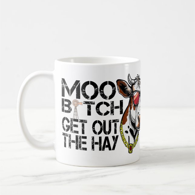 Mooe raus aus dem Hasen Funny Cow mit Brille Sweat Kaffeetasse (Links)