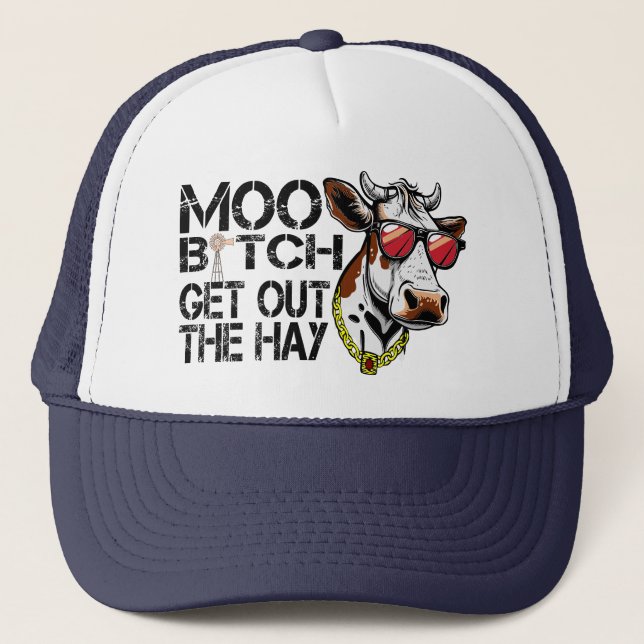 Mooe raus aus dem Hasen Funny Cow mit Brille Sweat Truckerkappe (Vorderseite)