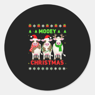 Mooey Christmas Cow Christmas Ugly Sweater Pajama  Runder Aufkleber