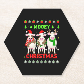 Mooey Christmas Cow Christmas Ugly Sweater Pajama  Untersetzer