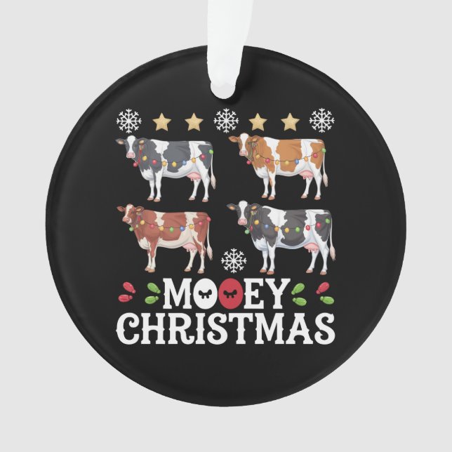 Mooey Christmas Cow Lover Holiday Farm Bauer Ornament (Vorderseite)