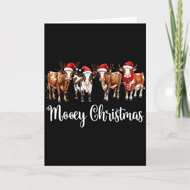 Mooey Christmas Cowgirl Xmas Funny Western Christm Karte (Vorderseite)