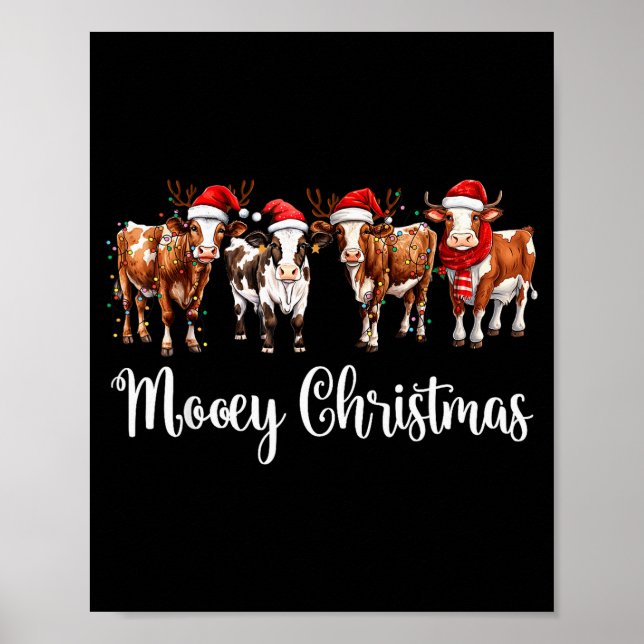 Mooey Christmas Cowgirl Xmas Funny Western Christm Poster (Vorne)