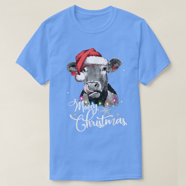 Mooey Christmas Fun Heifer Cow Santa Xmas Light Fa T-Shirt (Design vorne)