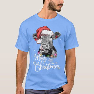 Mooey Christmas Fun Heifer Cow Santa Xmas Light Fa T-Shirt