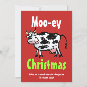 Mooey Christmas Funny Cow Flat Holiday Card Einladung
