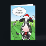 Mooey Christmas Funny Cow Holiday Cards Feiertagskarte<br><div class="desc">Woll, jemandem ein Mooey Weihnachten zu wünschen? Personalisieren Sie diese lustigen Kuh Weihnachtskarten mit Ihrem eigenen Gruß im Urlaub und ändern Sie sogar das Zitat Blase auf der Außenseite, wenn Sie wollen! Die personalisierte Insider-Nachricht lautet: "Hoffe, dass dein neues Jahr besser ist", aber du kannst es leicht an etwas Anderes...</div>