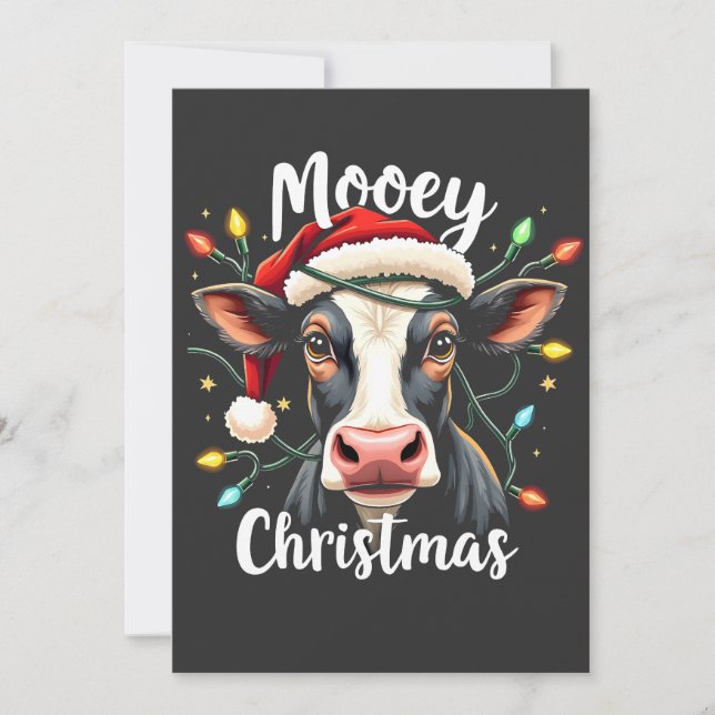 Mooey Christmas Funny Xmas Kuh Rinder Liebhaber Einladung (Vorderseite)