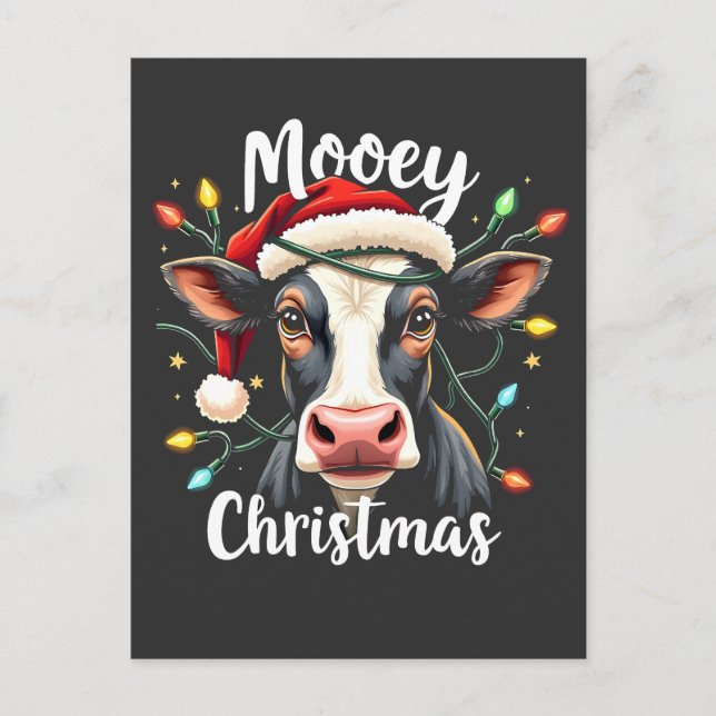 Mooey Christmas Funny Xmas Kuh Rinder Liebhaber Postkarte (Vorderseite)