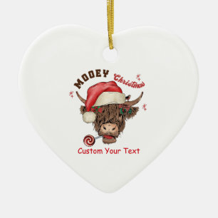Mooey Christmas Heart Ornament - Festliche Kuh mit
