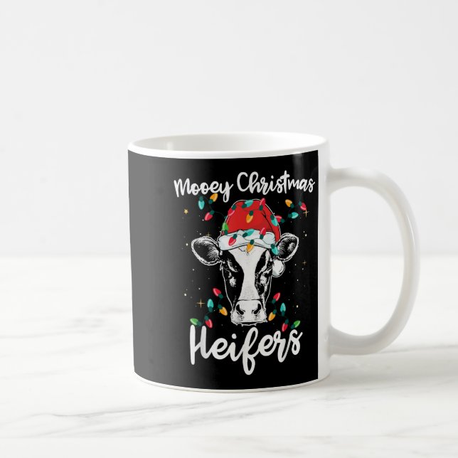 Mooey Christmas Heifers Santa Xmas Lights Cow Love Kaffeetasse (Rechts)