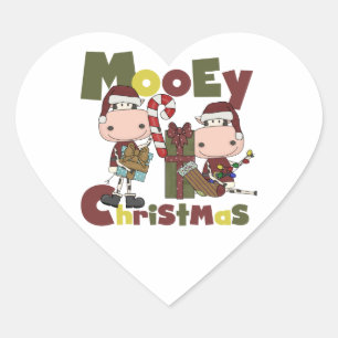 Mooey Christmas Herz-Aufkleber