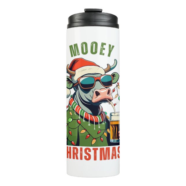 Mooey Christmas Highland Cow Light Weihnachtsmannm Thermosbecher (Vorderseite)