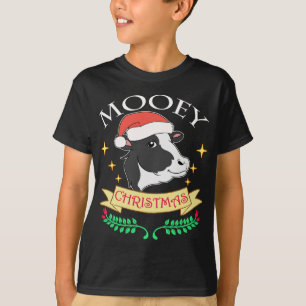 Mooey Christmas Kuh Tragen Weihnachtsmannmütze Nie T-Shirt