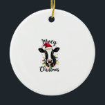 Mooey Christmas Santa Christmas Lights Cow Lovers  Keramik Ornament<br><div class="desc">Mooey Christmas Santa Christmas Lights Cow Lovers T-Shirt (3)</div>