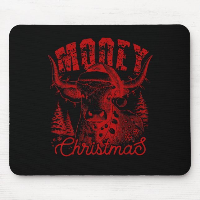 Mooey Christmas Western Heifer Highland Cow Santa  Mousepad (Vorne)