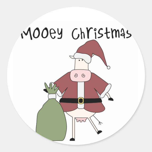 Mooey Cow Weihnachtsgeschenke und Geschenke Runder Aufkleber (Vorderseite)