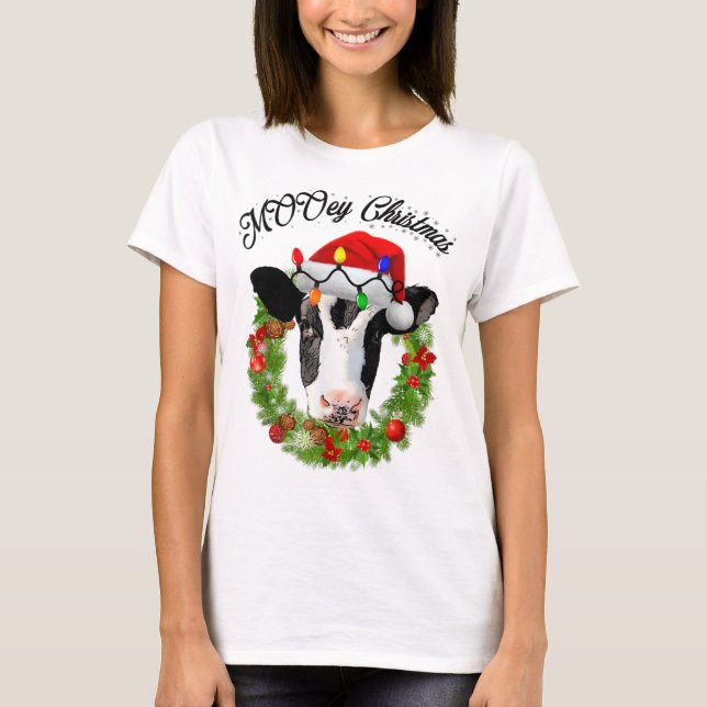 MOOey Frohe Weihnachtsfeige Hat Lights Niedliche K T-Shirt (Vorderseite)