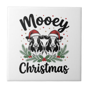 Mooey Weihnachten Kuh Vintage Gravur Shirt Design Fliese
