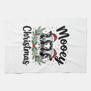 Mooey Weihnachten Kuh Vintage Gravur Shirt Design Geschirrtuch