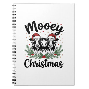 Mooey Weihnachten Kuh Vintage Gravur Shirt Design Notizblock