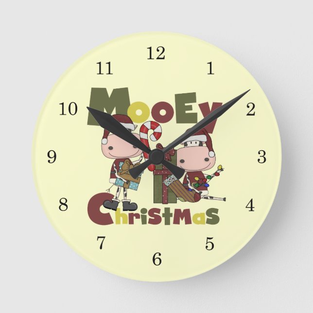 Mooey Weihnachten Runde Wanduhr (Vorderseite)