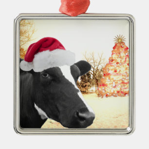 Mooey Weihnachtswinter-Kuh in der Ornament Aus Metall